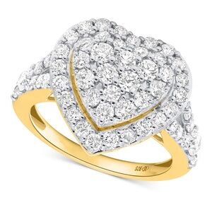 FOREVER GROWN DIAMONDS 14K GOLD PLATED 2CT HEART SHAPED RING
